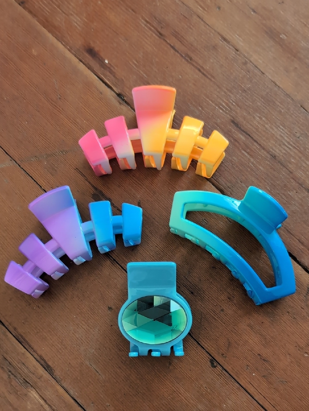 Teleties Neon Ombre Medium Hair Clips Poppy & Pine Gem Hairclip